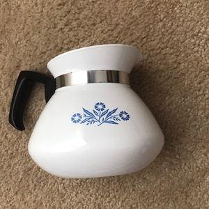Vintage Corningware coffee pot, blue cornflower